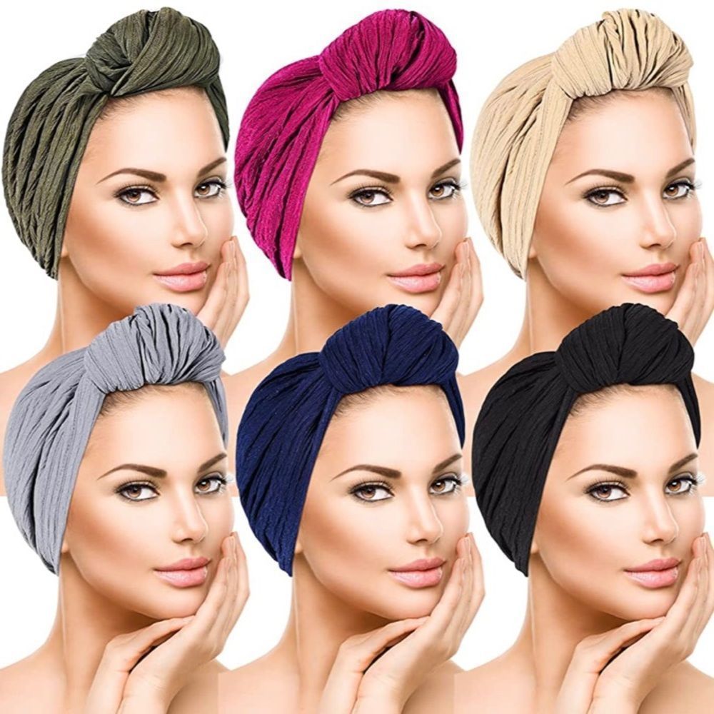 Women Turbans and Head Wraps, Skull-Caps, African Turban Flower Knot Pre-Tied​​​